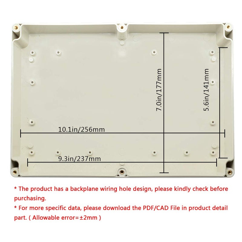 LeMotech Waterproof Dustproof IP65 ABS Plastic Junction Box Universal Electric Project Enclosure Pale Gray 10.4 x 7.2 x 2.4 inch (263 x 182 x 60 mm) - Image 5
